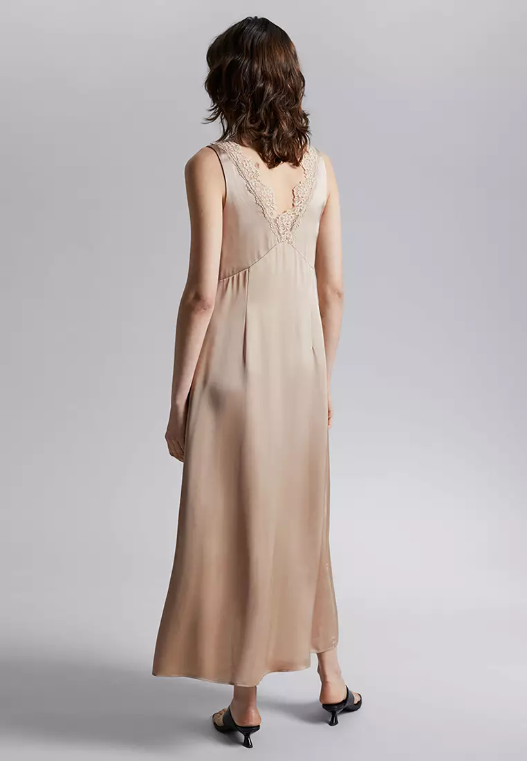 Lace-Trimmed Slip Dress