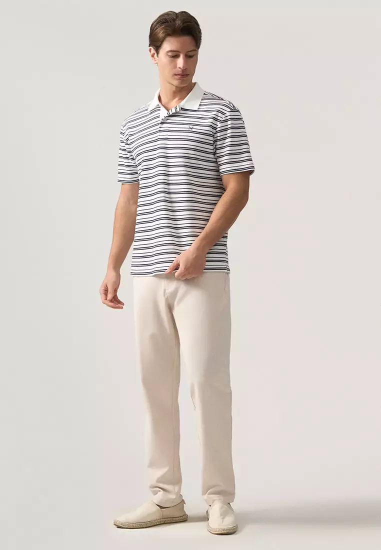 Regular Fit Striped Polo Shirt In Honeycomb Pique