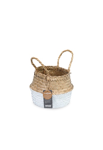 HOUZE white ecoHOUZE Seagrass Plant Basket With Handles - White (Small) C77F1HL25D5BD5GS_1