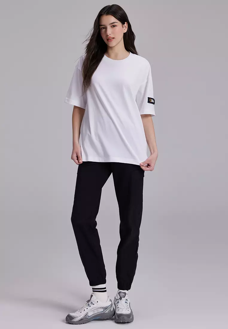 男女同款徽章半寬鬆短袖T恤