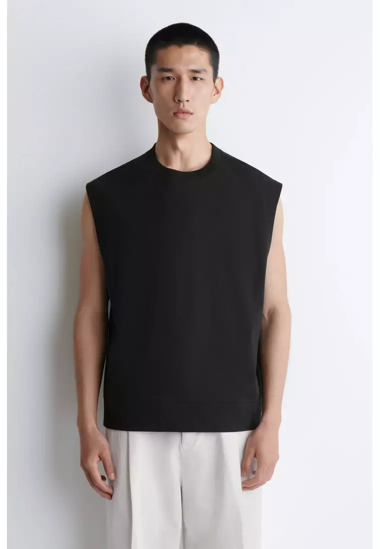 RELAXED COTTON-CREPE TANK TOP