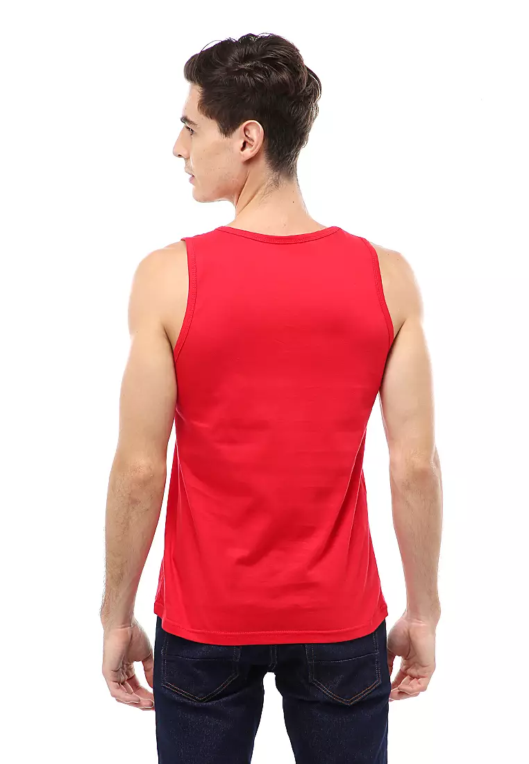 Agies Pakaian Dalam Pria Tank Top Singlet Goose feather Motive Material Cotton ORIGINAL - Red