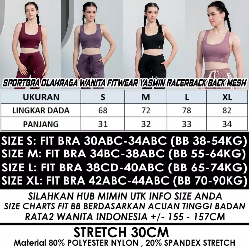 Fitwear Sportbra Olahraga Wanita YASMIN RACERBACK MESH - BLACK