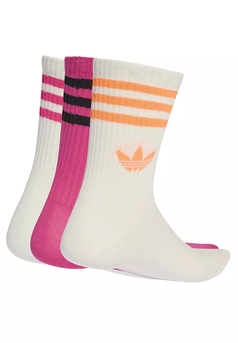 3-Pairs 3-Stripes Crew Socks