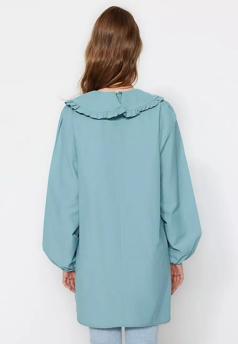MODEST Babydoll Collar Slit Tunic Top