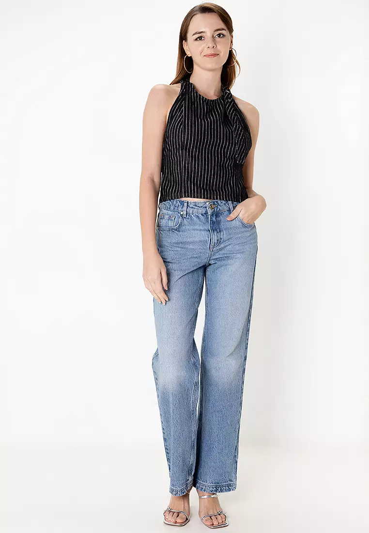 ZARA Cotton Stripe Halter Top 2025 | Buy ZARA Online | ZALORA Hong