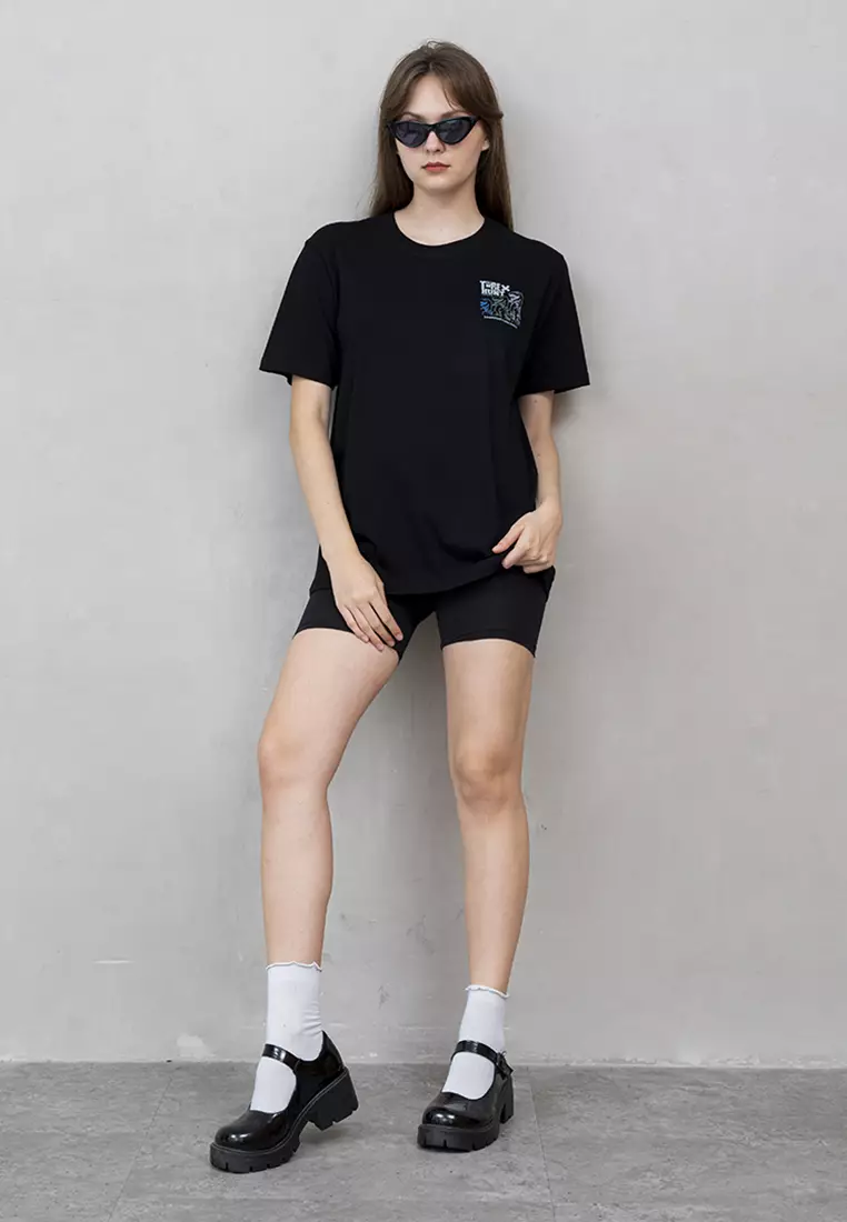 Kaos hitam t shirt polos wanita houseofcuff motif tirex