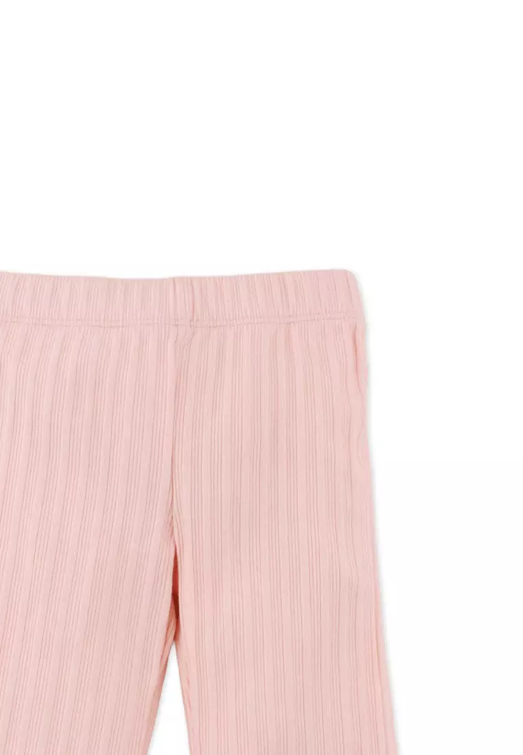 Baby Marta Ribbed Bootcut Leggings with All-Over Print and Side Slit Bows