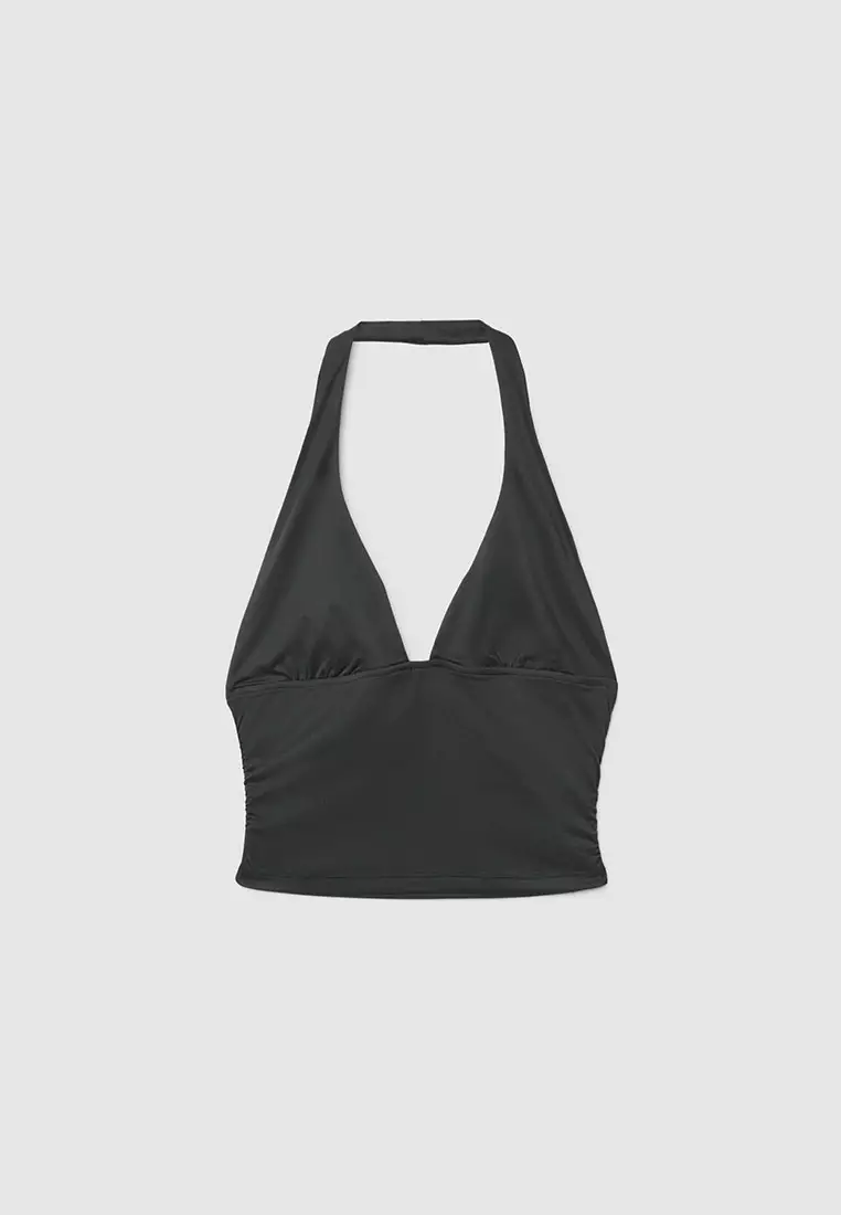 Women's Halter Deep V-Neck Crop Top