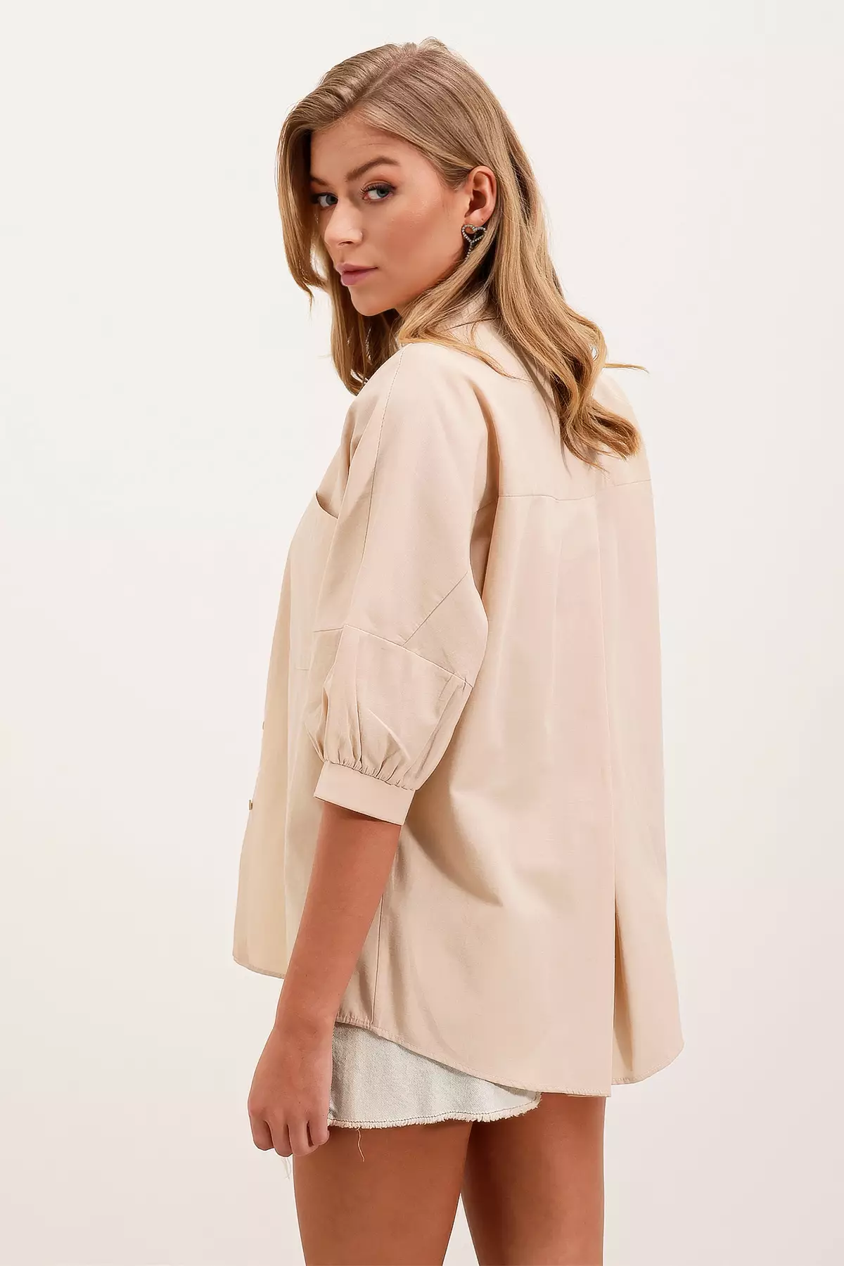 Oversized Short Sleeves Shirt with Pocket