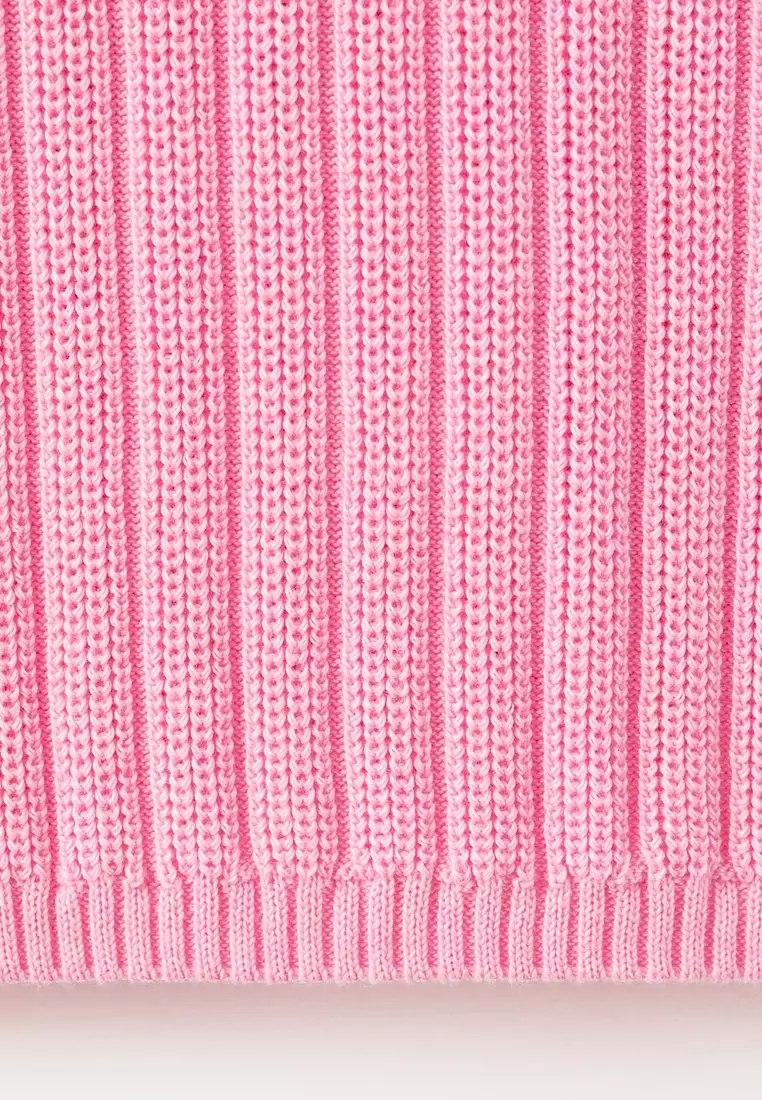 Polo-Neck Ribbed Sweater