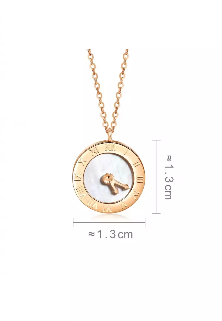 Delicate Gold 18K Rose Gold Romantic Clock Necklace for Women 91874N
