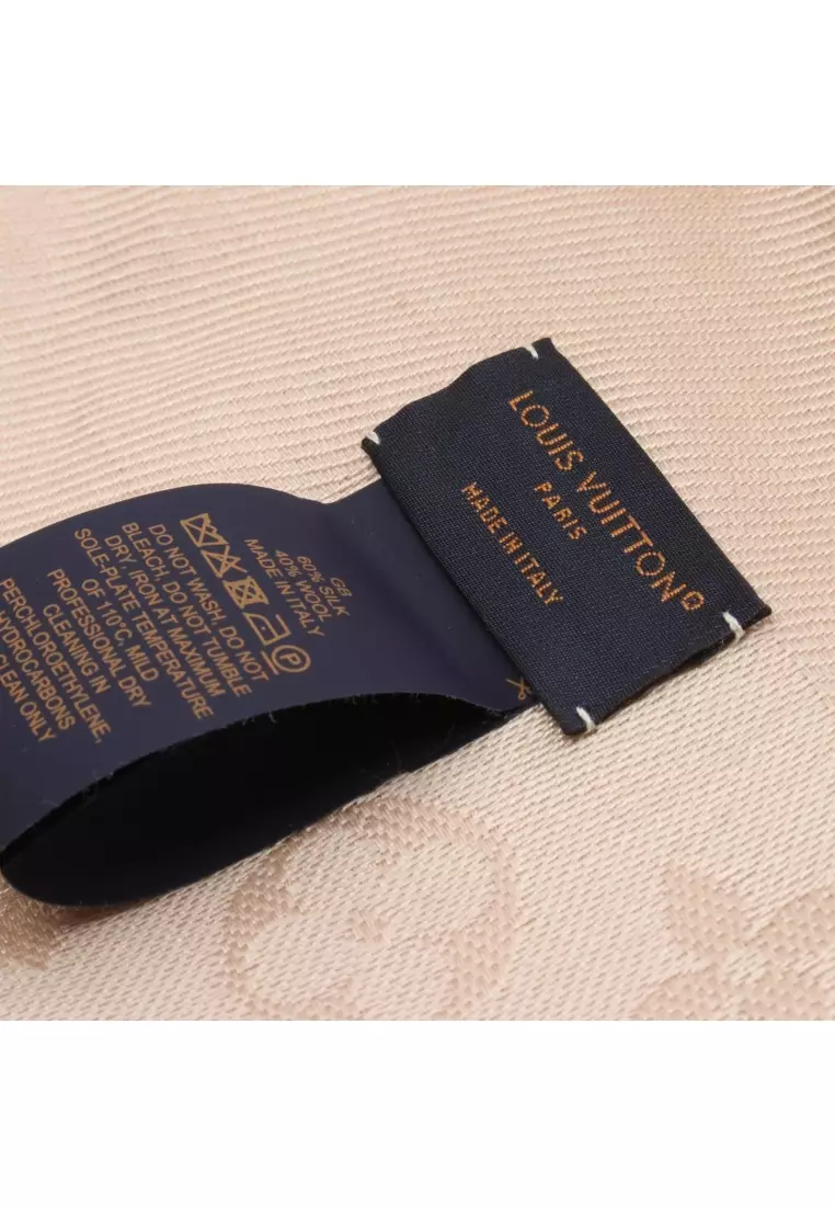 Pre-Loved Louis Vuitton monogram ecru shawl silk wool beige