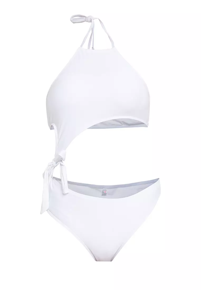 Buy Kats Clothing White Halter Connected Two Piece Swimsuit 2024 Online ...