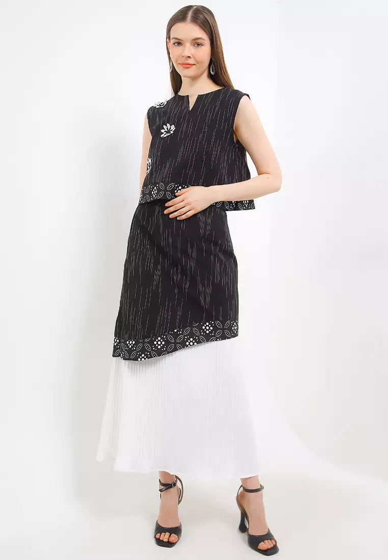 Setelan Dara Atasan Batik Tanpa Lengan dan Bawahan Rok Batik Cap Garutan