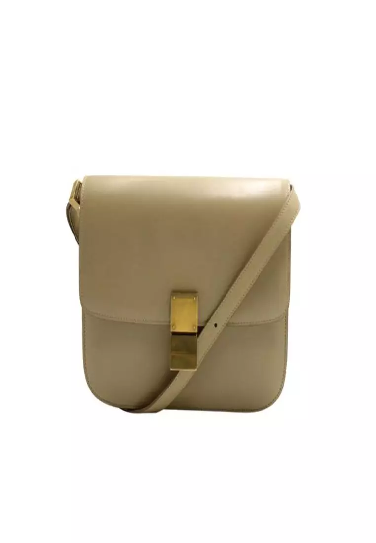 Buy Celine Pre Loved CELINE Beige Medium Classic Box Crossbody Bag