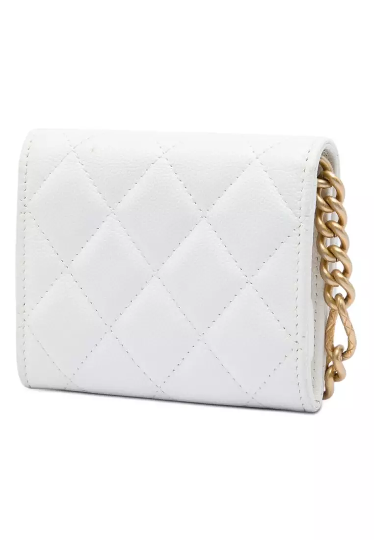 Pre-Loved Chanel Quilted Caviar Card Holder On Chain