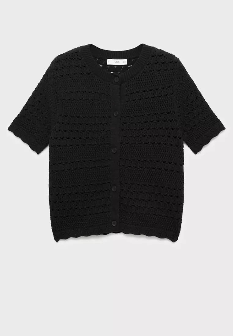 Short-Sleeved Crochet Cardigan