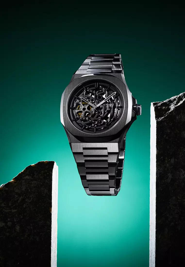 Gun Metal Skeleton Bracelet Watch, 41.5 mm