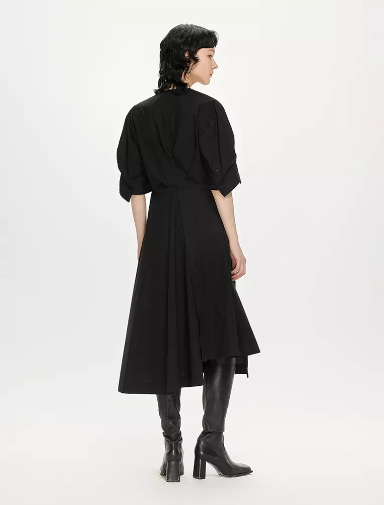 Plain Weave X-Line Loose Everyday Casual Short Sleeve Dress