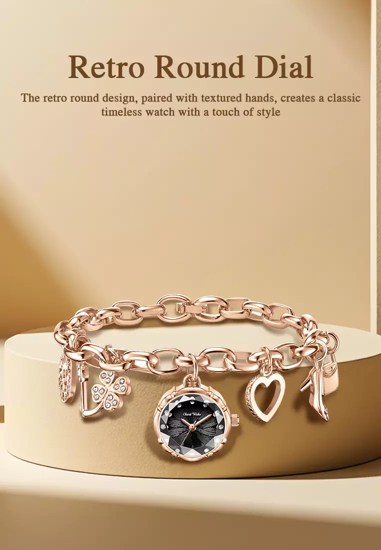 Jam Tangan Wanita Gelang Anti Air Original Mewah Elegan Korea Jam Tangan Cewek Kecil rosegold