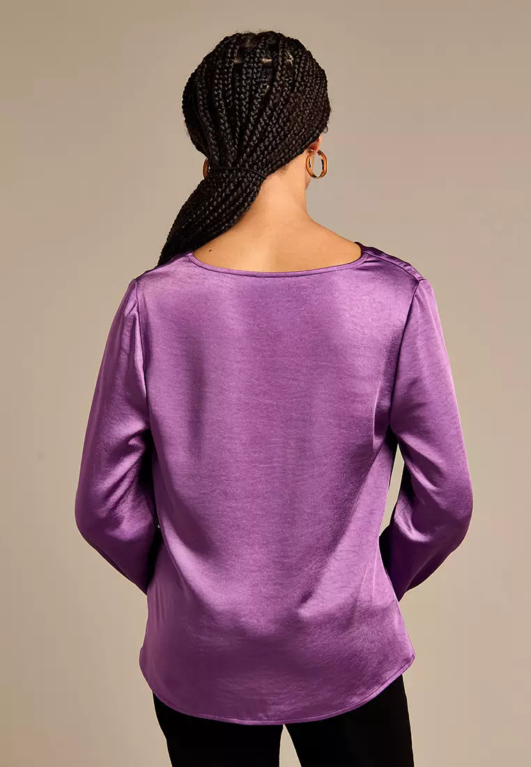 Scarlet Satin Cowl Neck Top