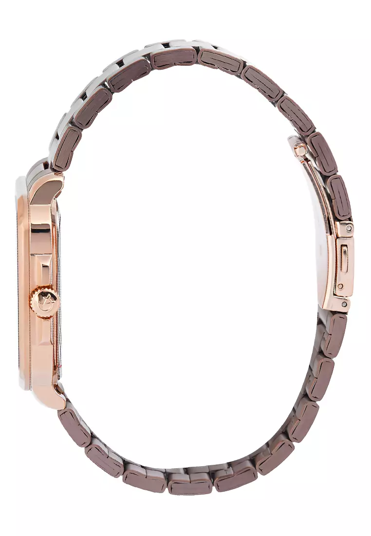 Jam Tangan Pria Alexandre Christie Classic Steel AC 8687 MDBROBO Rosegold Brown - Stainless Steel