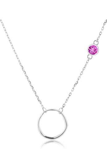 Majade Jewelry pink and silver MAJADE - Asymmetrical Sideway 925 Silver Pink Tourmaline Necklace DDF97AC7EECE3BGS_1
