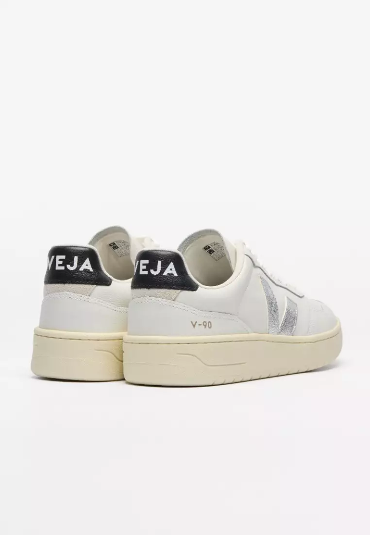 V-90 Leather White Silver Black Sneakers