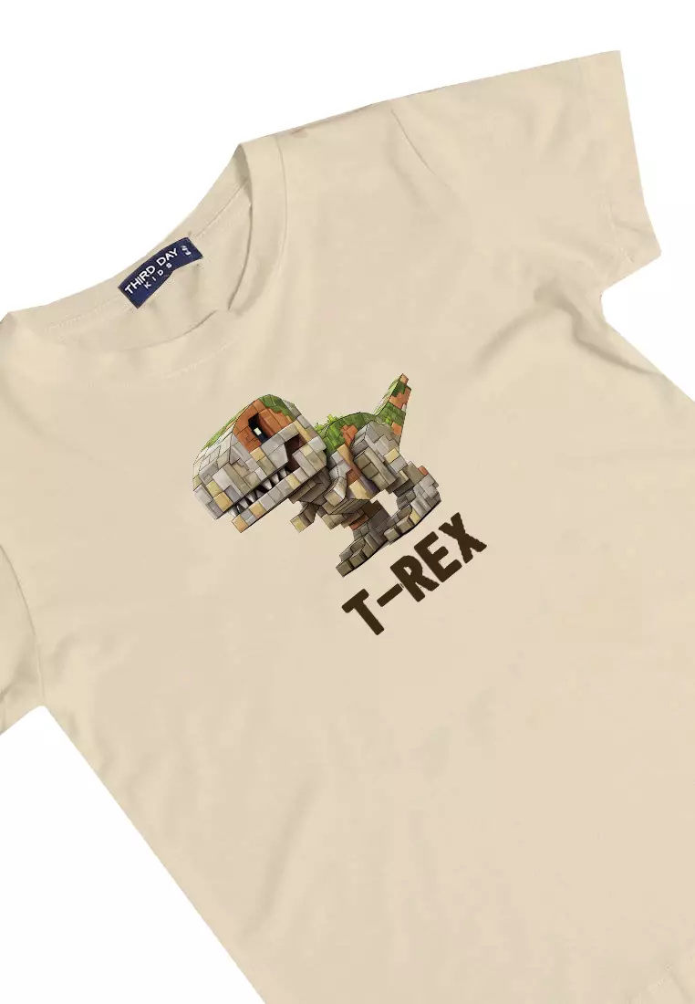 KU164 Kaos Anak "mc trex" instacool krem