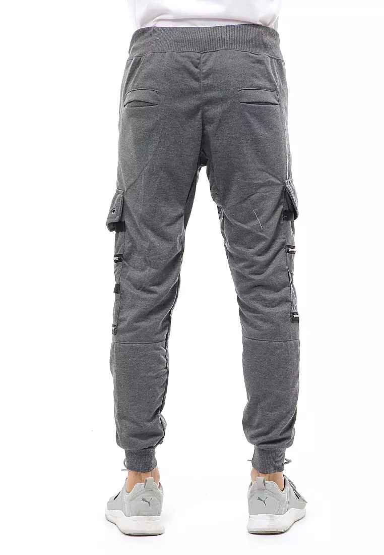 Locko Long Pants Celana Jogger Pria Zipper Design Material Baby Terry ORIGINAL - Dark Gray