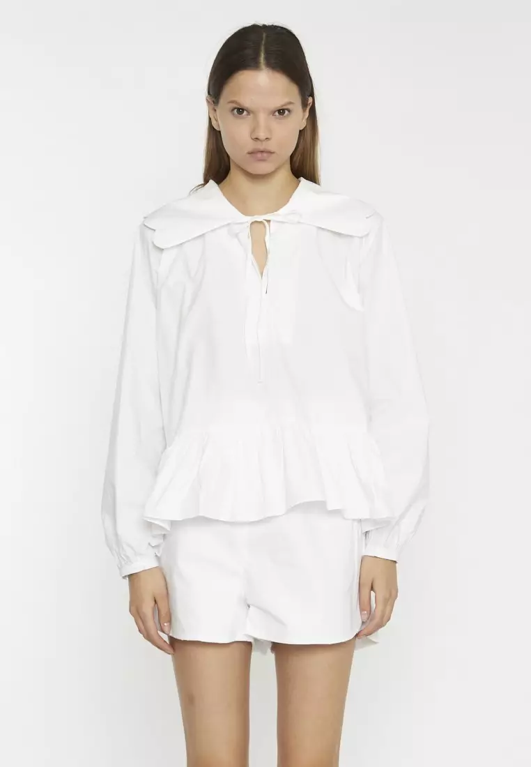 Collared Tie Front Blouse