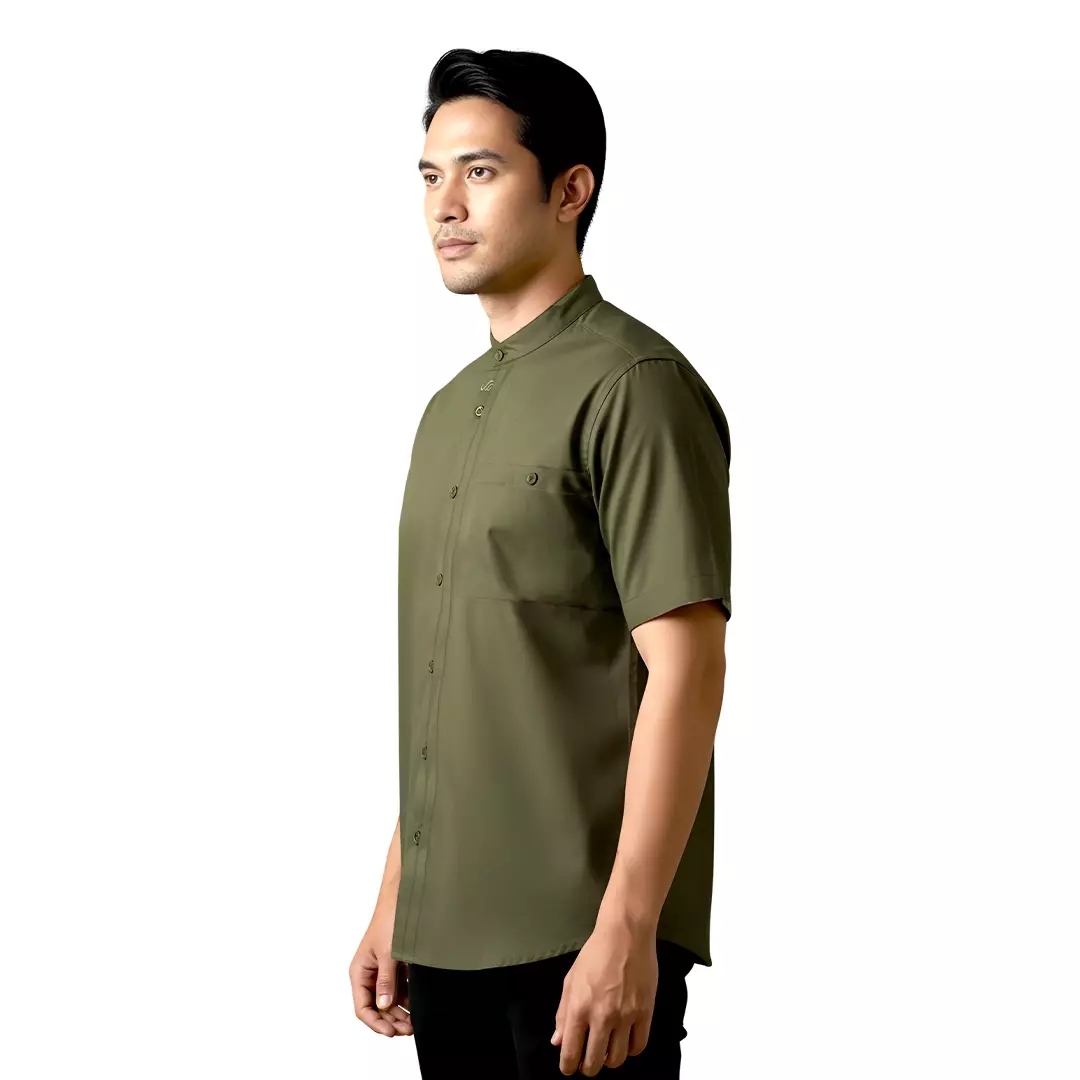 Rabbani - Kemeja Koko Muslim Pria Lengan Pendek Dewasa Khaf Exclusive - Olive