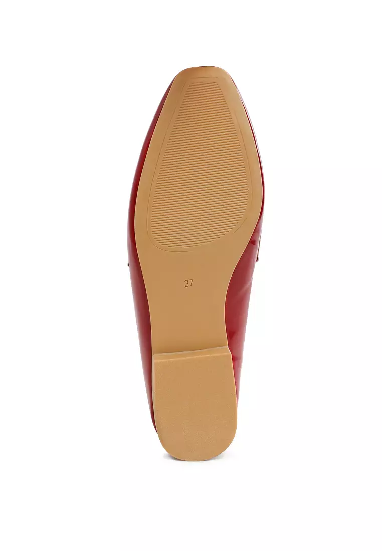 Sepatu Loafer Hak Datar Warna Merah Tua