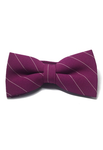Splice Cufflinks purple Bars Series White Stripes Magenta Cotton Pre-Tied Bow Tie SP744AC33TZQSG_1
