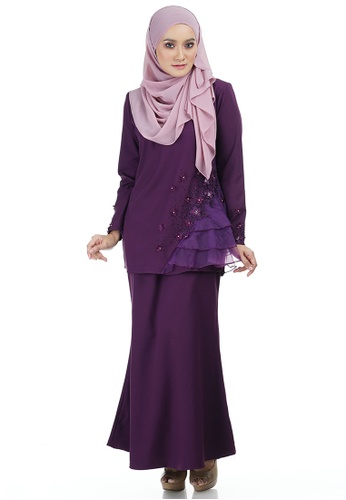 Calyta Kurung with Asymmetry Layered Frill from Ashura in Purple