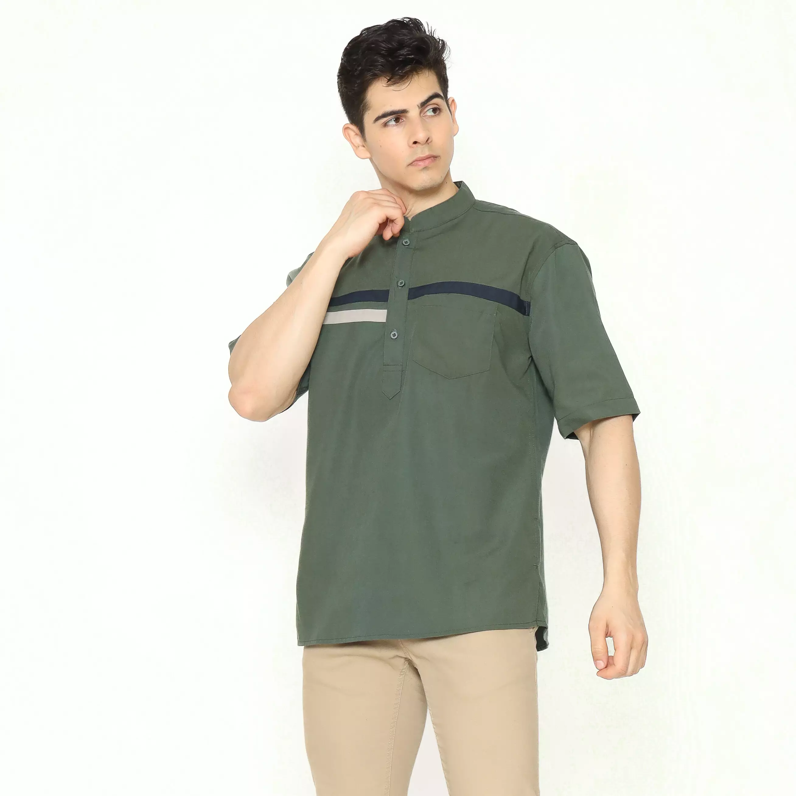 AMK Kemeja Koko Pria Lengan Pendek KK BB 007 S/s Cap 6 Green