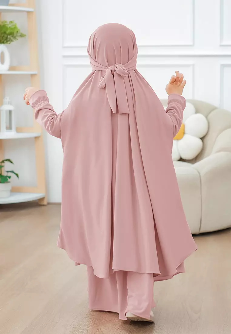 Alyafa Khimar One set Syari | Set Dress Gamis Syari Cadar - Anak - XL