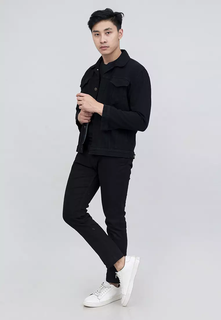 houseofcuff jaket jeans denim hitam tebal pria unisex tokyo