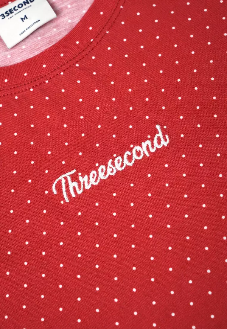 3Second Women's Polka Dots T-Shirt Short Sleeve Body Fit Cotton Cordy C060326