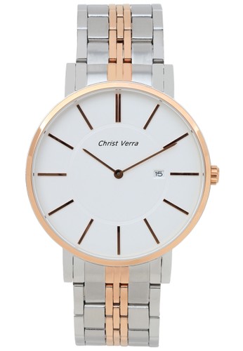 Christ Verra Fashion Men's Watch CV 63721G-14 SLV White Silver Rose Gold Stainless Steel