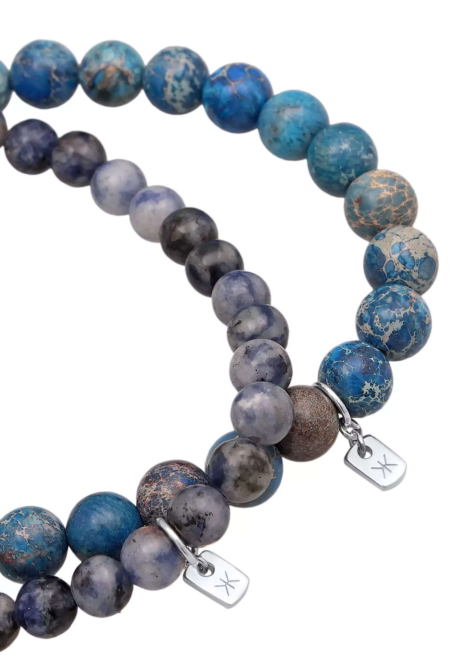 Buy Kuzzoi Men's Blue Agate Bead Bracelet Set – Silver Detail 2026 ...