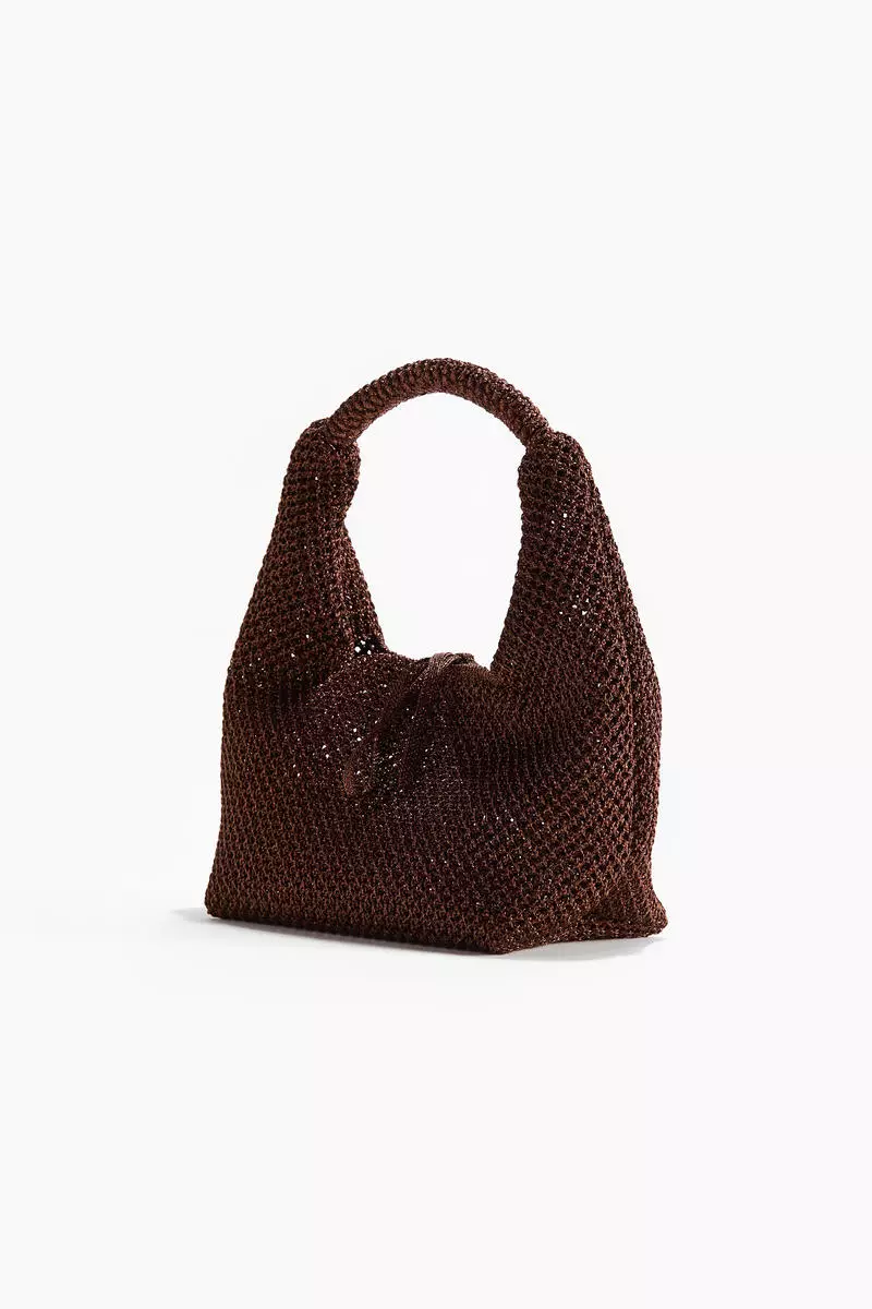 Glittery hole-knit handbag
