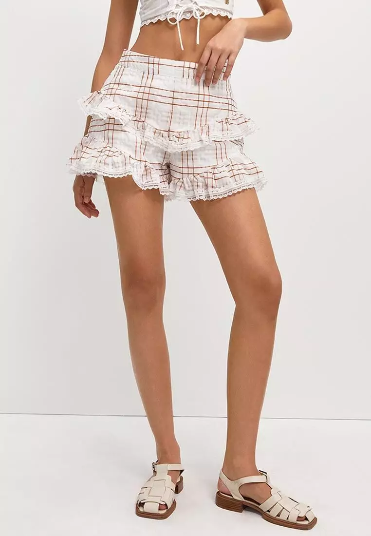 Checkered Ruffle Shorts