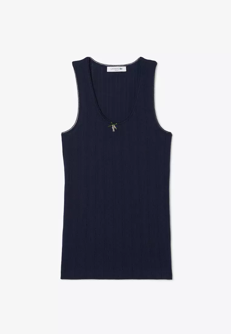 Slim Fit Pointelle Knit Cotton Tank Top