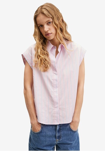 Mango pink Oversize Cotton Shirt 330D9AAE4D812AGS_1
