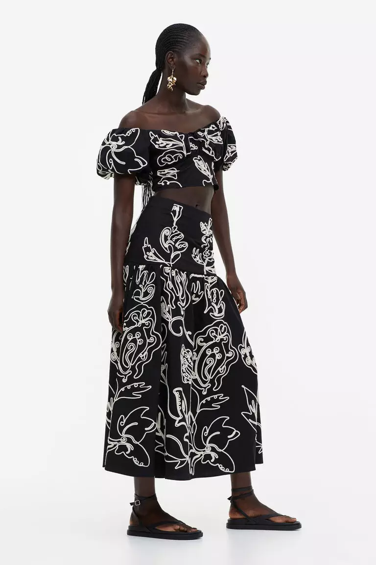 Embroidered off-the-shoulder top