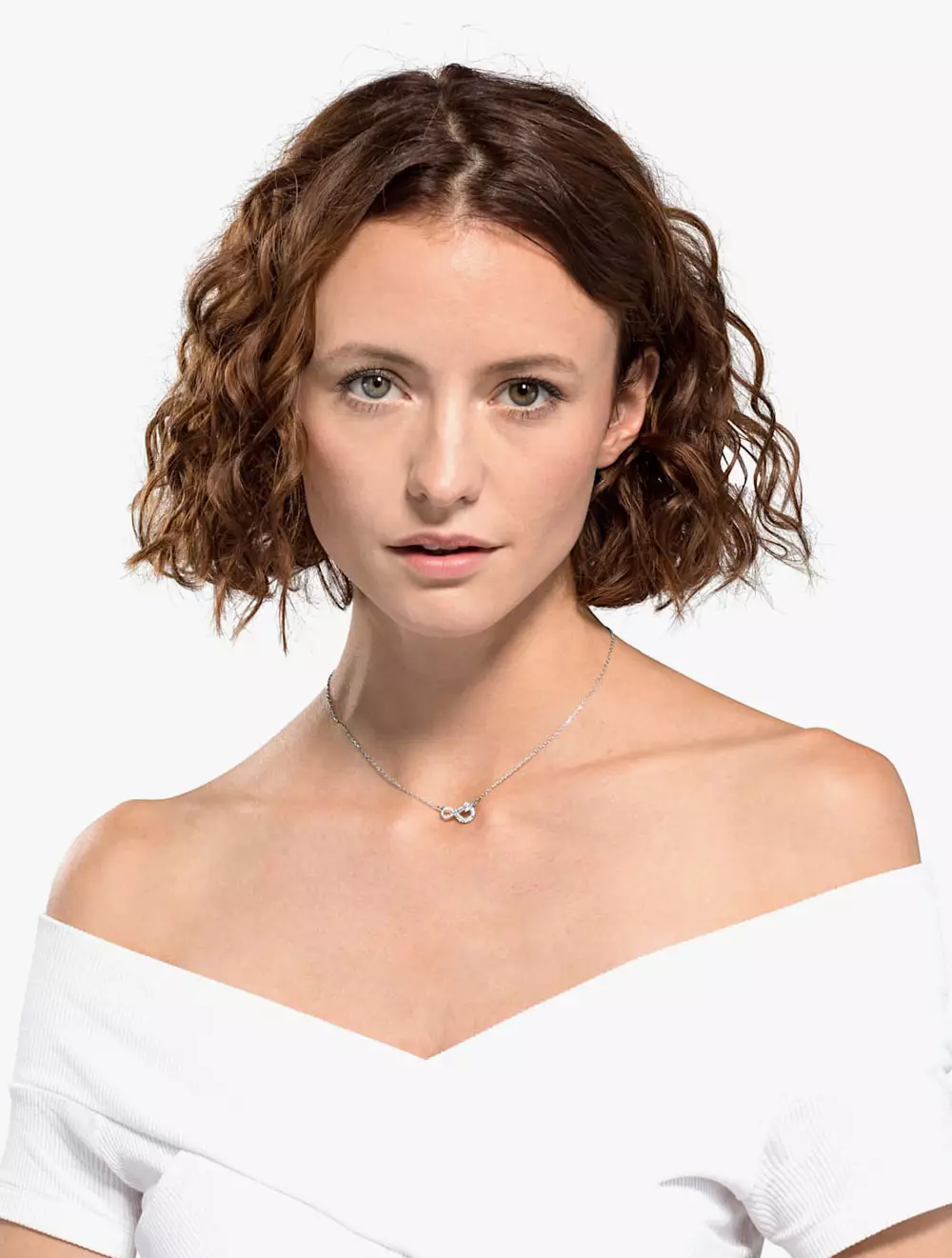 Swarovski Infinity Necklace, White, Rhodium Plated - Silver