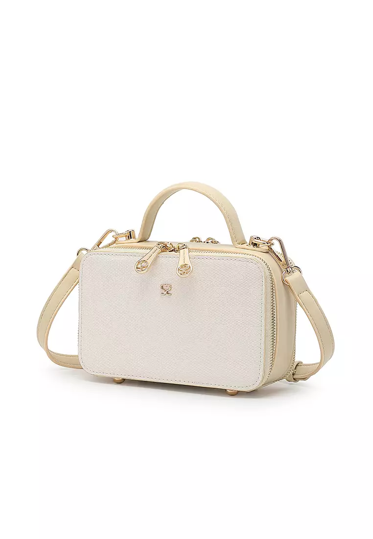 Women's Monogram Top Handle Bag / Sling Bag / Crossbody Bag (Tas Selempang / Tas Tangan) - Putih
