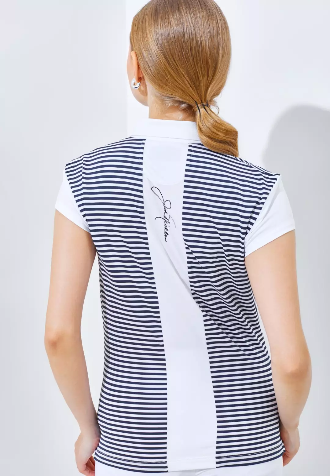 Jack Nicklaus Chrystal Premium Body Stripe Polo Ladies Bright White